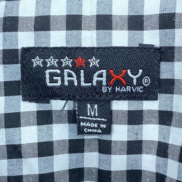 GALAXY BY HARVIC NWT Men's Plaid Long Sleeve Button Shirt Black White Medium - Picture 4 of 6